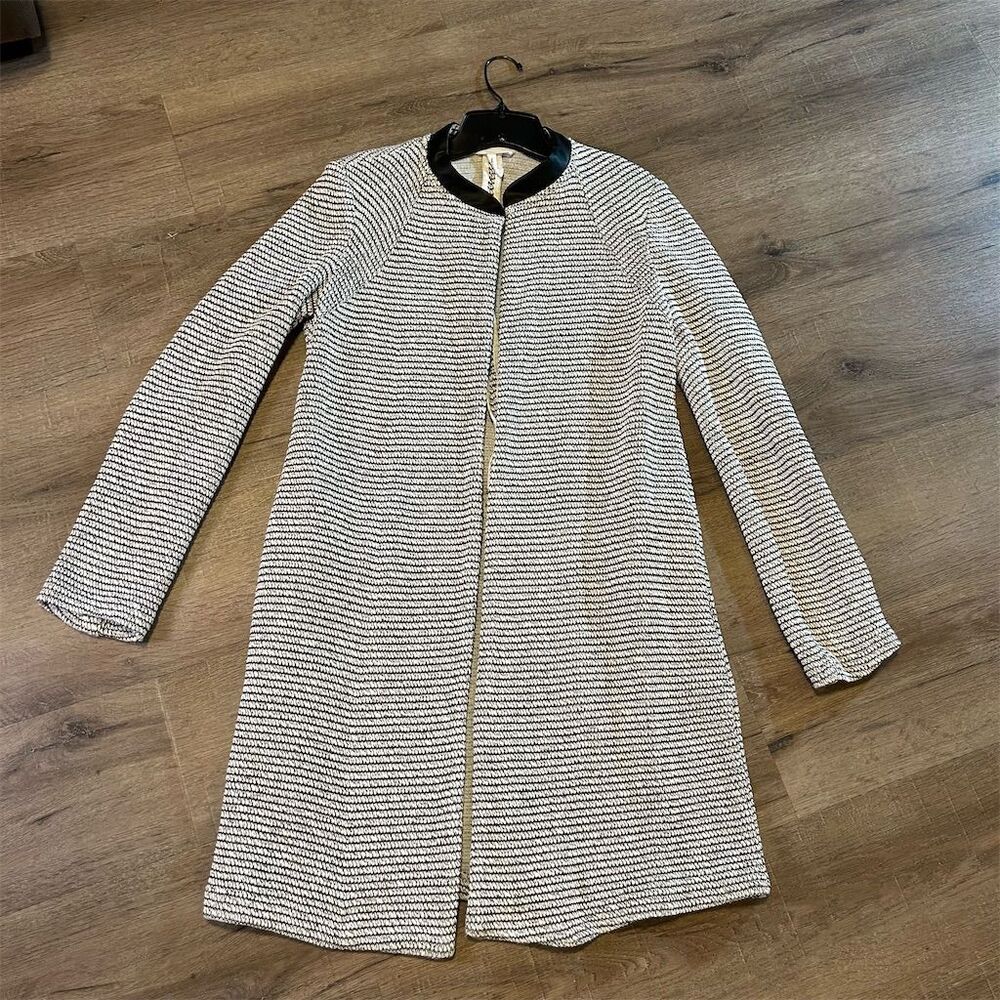 BCBGeneration Women's Black Knit Long Blazer Open Cardigan Sweater Size L